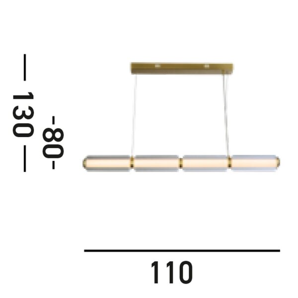 Lange LED Pendelleuchte Glas Metall 109 cm warmweiß