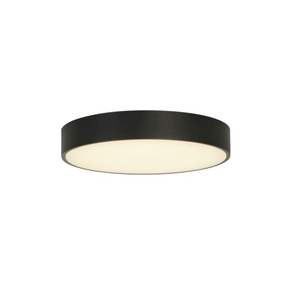 Runde LED Deckenleuchte Schwarz Metall B:25 cm 3000 K