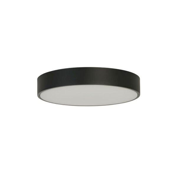 Runde LED Deckenleuchte Schwarz Metall B:25 cm 3000 K
