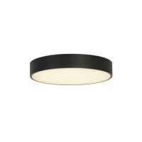 Runde LED Deckenleuchte Schwarz Metall B:25 cm 3000 K