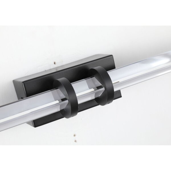 Lampe LED pour miroir Métal Verre Noir IP44 L:46,5 cm