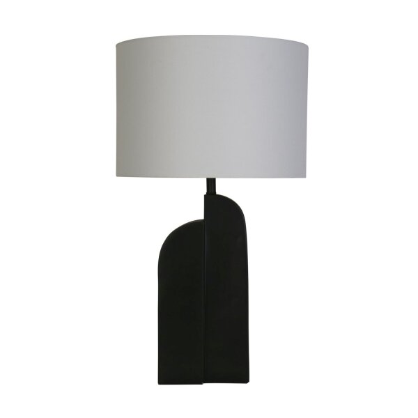 Schwarze Tischleuchte Metall Stoff in Weiß 65 cm E27