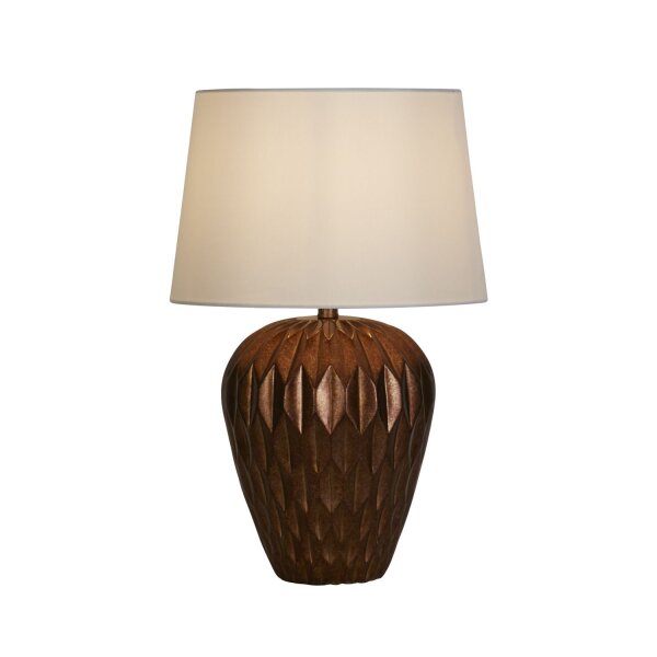 Tischleuchte in Bronze Stoff Harz E27 57,9 cm blendarm