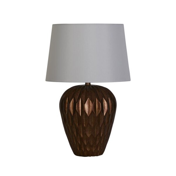 Tischleuchte in Bronze Stoff Harz E27 57,9 cm blendarm