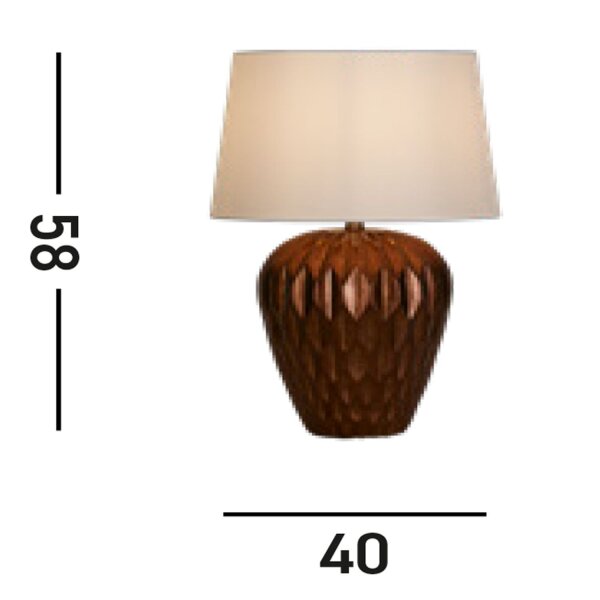 Tischleuchte in Bronze Stoff Harz E27 57,9 cm blendarm