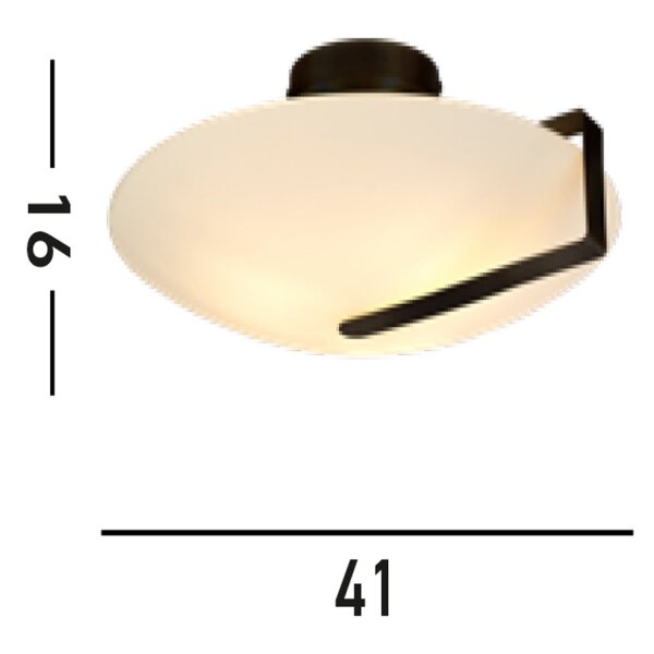 Lampe de plafonnier verre métal E27 Ø40,5 cm rond noir blanc
