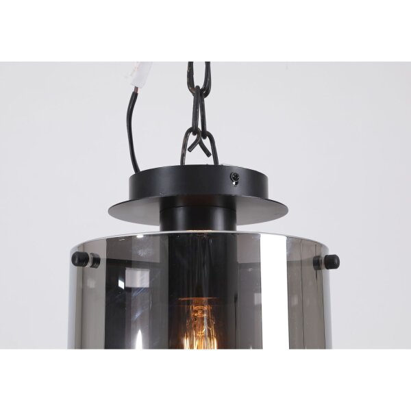 Deckenlampe Glas Metall in Schwarz Rauchgrau B:22 cm