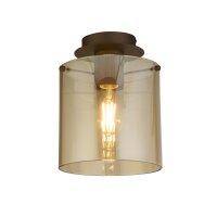 Plafonnier verre métal en moka ambre L:22 cm