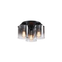 Lampe de plafonnier verre m&eacute;tal noir gris...