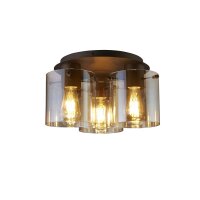 Plafonnier verre métal en moka ambre 3 flammes