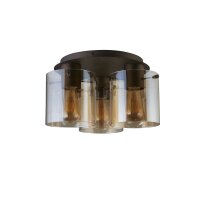 Plafonnier verre métal en moka ambre 3 flammes