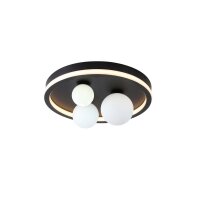 Plafonnier LED Noir Blanc Métal Boules de verre...