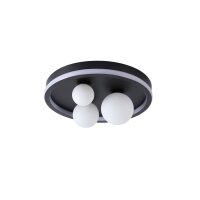 Plafonnier LED Noir Blanc Métal Boules de verre...