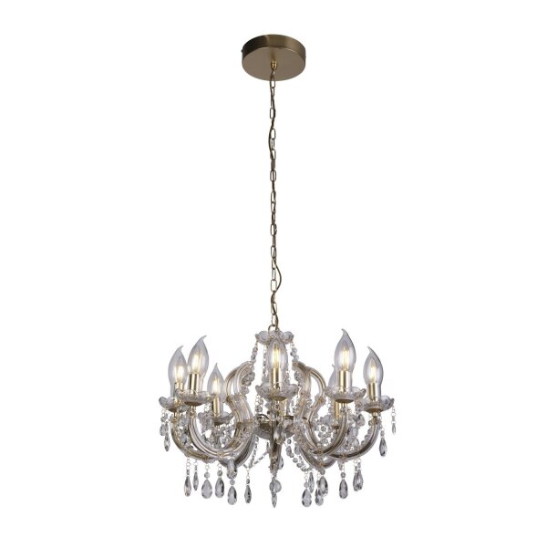 Lustre extérieur métal verre IP65 8 flammes L:60 cm