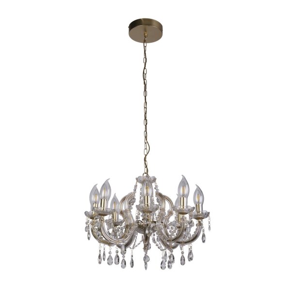Lustre extérieur métal verre IP65 8 flammes L:60 cm