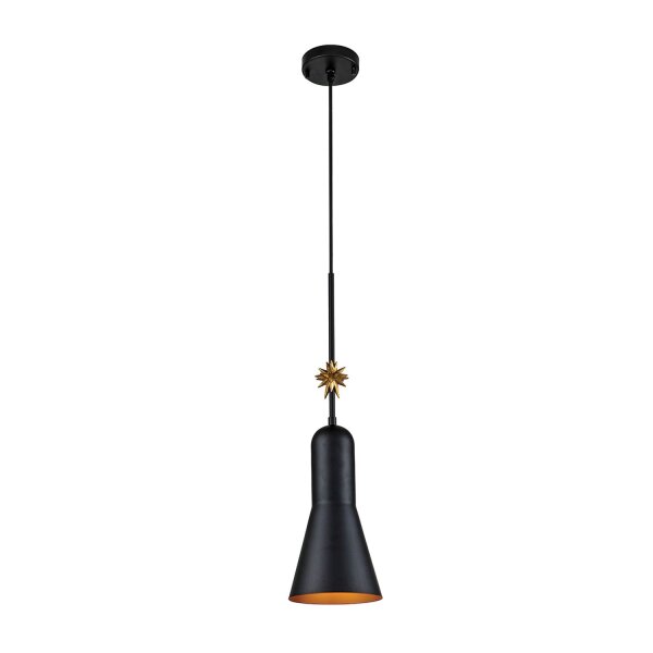 Pendelleuchte Schwarz Gold Ø 17,8 cm schmal Modern kunstvoll