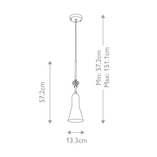 Lampe à suspendre métal E27 13,3 cm de large H : max. 151,1 cm