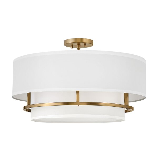 Lampe de plafonnier tissu métal D : 58,4 cm en laiton blanc 4x E14