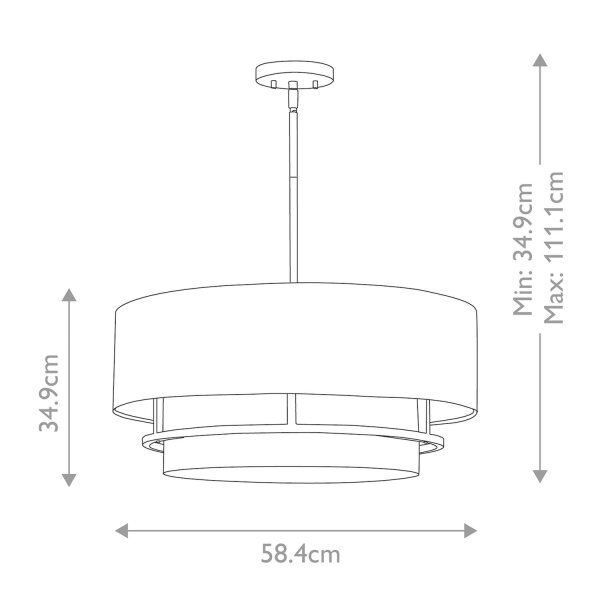 Deckenleuchte Stoffschirm E14 Ø 58,4 cm 4x rund Weiß Nickel