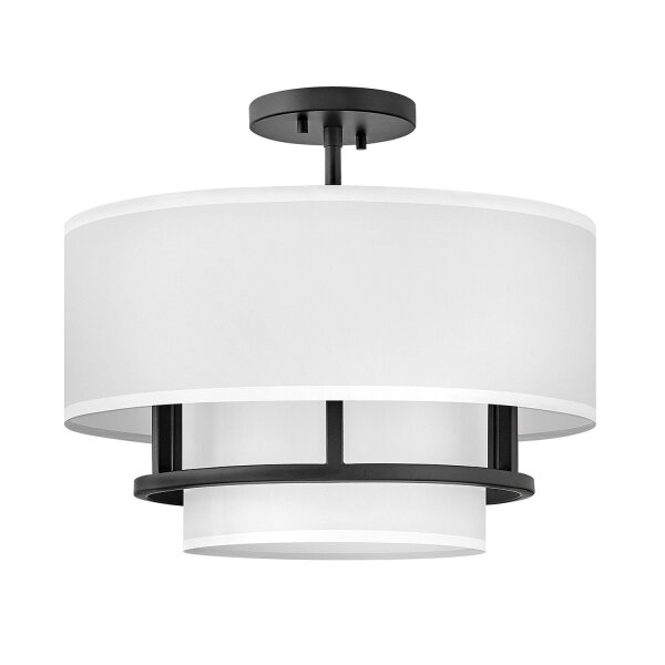 Deckenlampe Stoff Metall Ø 40,6 cm Weiß Schwarz 3x E14