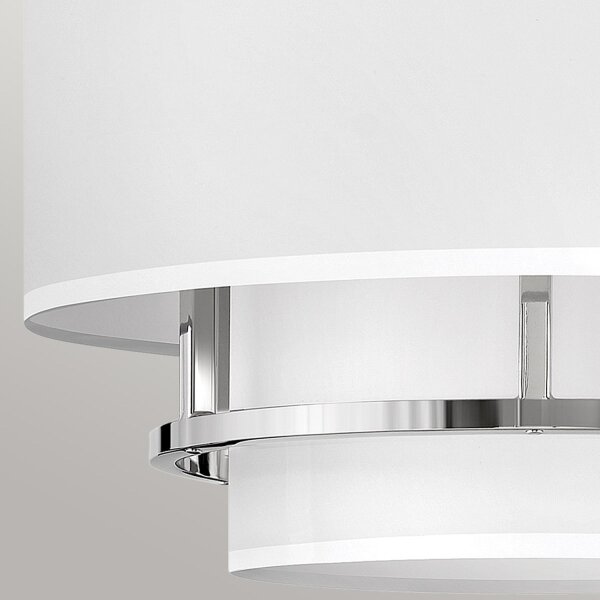 Plafonnier tissu métal rond Ø 40,6 cm 3x E14 blanc nickel