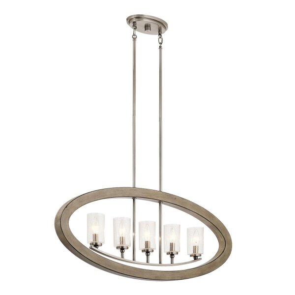 Lampe à suspendre métal verre pluie 5x E14 L : 91,4 cm Vintage