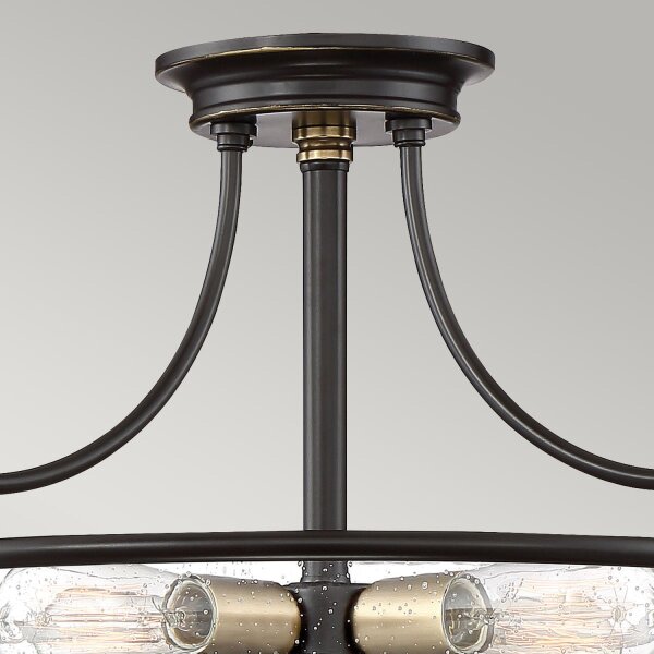 Deckenlampe Metall Glas rund D: 42,2 cm E27 3-flammig
