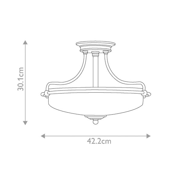 Deckenlampe Metall Glas rund D: 42,2 cm E27 3-flammig