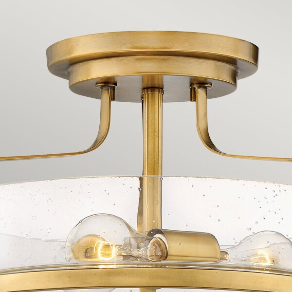 Plafonnier rond D : 36,6 cm Métal Verre de pluie 3x E27