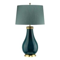 Tischleuchte Stoff Keramik E27 73,5 cm hoch Grün Blau