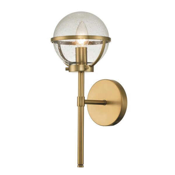 Badlampe Wand Metall Glas IP44 H: 40,3 cm in Messing Antik