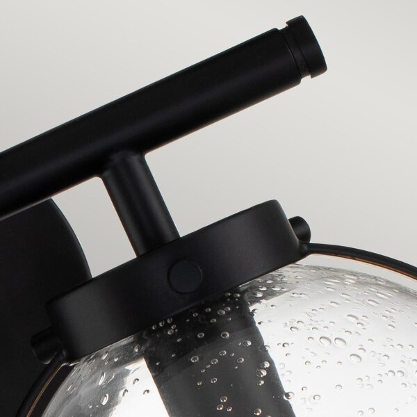 Lampe de salle de bain verre métal IP44 largeur 38,1 cm noir