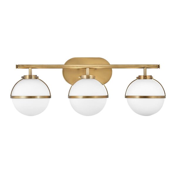 Lampe de salle de bain verre métal E14 IP44 L : 60,6 cm laiton antique blanc