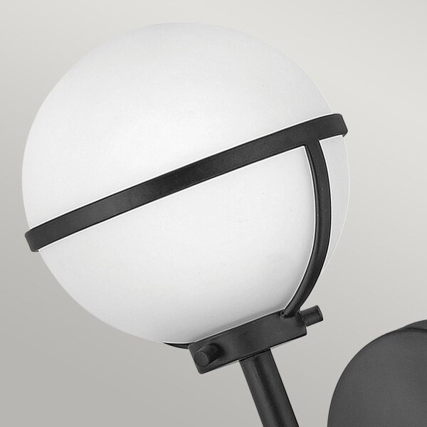 Applique salle de bain H : 40,3 cm IP44 noir blanc métal verre