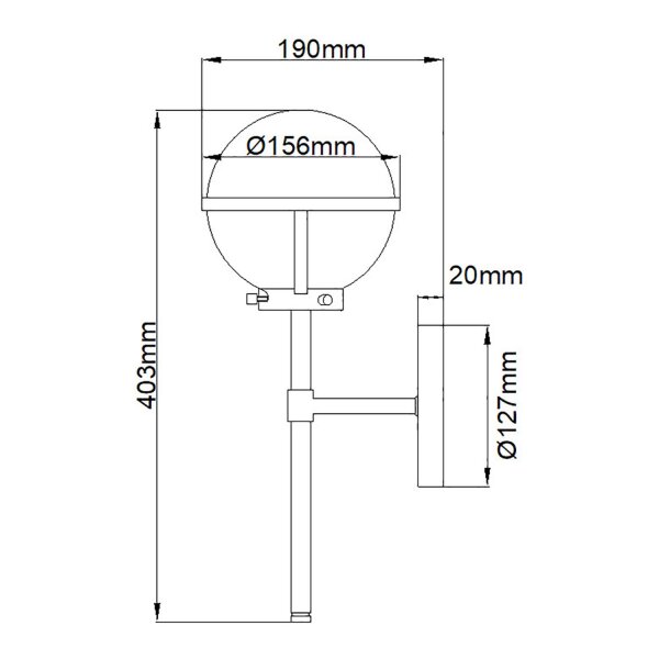Applique salle de bain H : 40,3 cm IP44 noir blanc métal verre