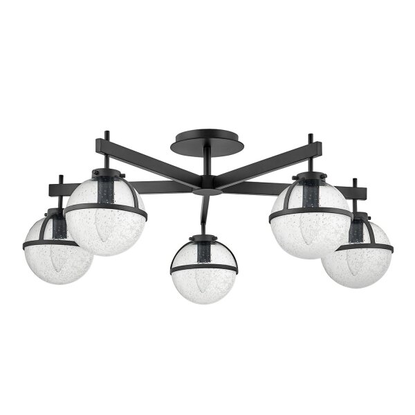 Lampe de plafonnier salle de bain IP44 81,3 cm de large E14 noir métal verre
