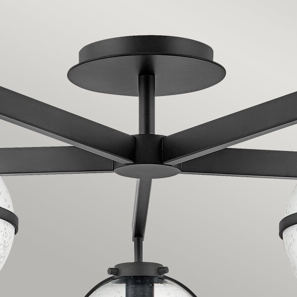Lampe de plafonnier salle de bain IP44 81,3 cm de large E14 noir métal verre