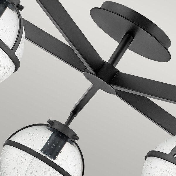 Lampe de plafonnier salle de bain IP44 81,3 cm de large E14 noir métal verre