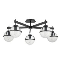 Deckenlampe Bad IP44 81,3 cm breit E14 Schwarz Metall Glas