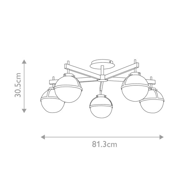 Lampe de salle de bain plafond verre métal E14 IP44 largeur 81,3 cm