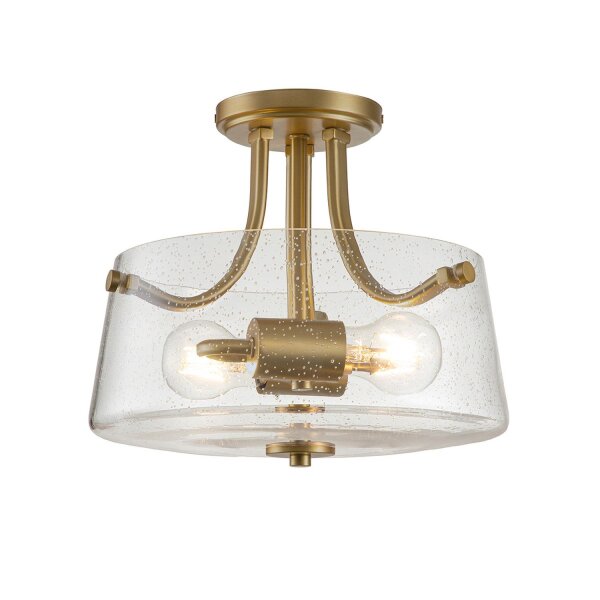Lampe de plafonnier verre abat-jour Ø 31,3 cm en laiton brossé