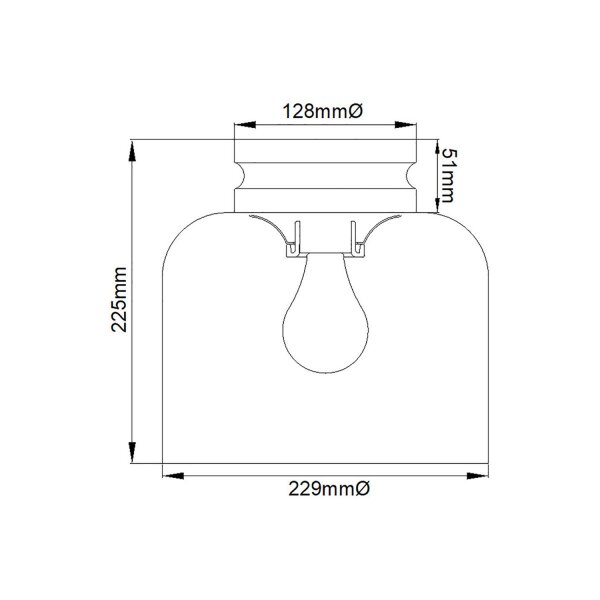 Lampe de plafonnier petit métal verre Ø 22,9 cm en laiton bruni