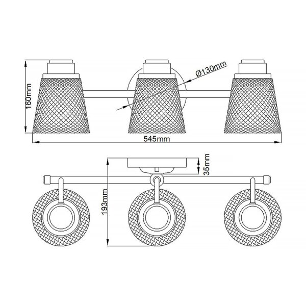Luminaire de salle de bain mural IP44 54,5 cm de large avec 3x G9 LED