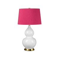 Lampe de chevet céramique tissu 64 cm E27 blanc rose