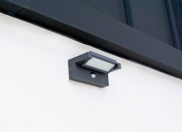 Applique murale LED dextérieur avec capteur de mouvement Aluminium Verre