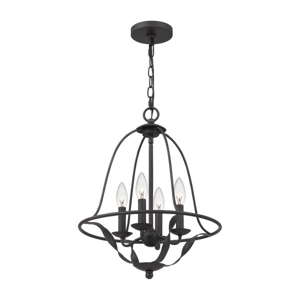 Kronleuchter Landhaus Rustikal Ø 40,5 cm Shabby Grau 4x E14
