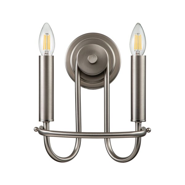 Wandleuchte Metall H: 27 cm Nickel gebürstet E14 Modern