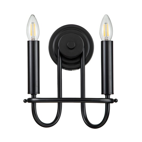 Wandlampe Schwarz Metall H: 27 cm E14 2-flammig Modern