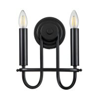 Applique Noir Métal H : 27 cm E14 2 flammes Moderne