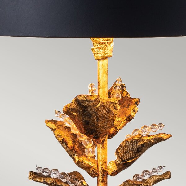 Tischlampe Schwarz Gold Antik Modern Pergament Schirm